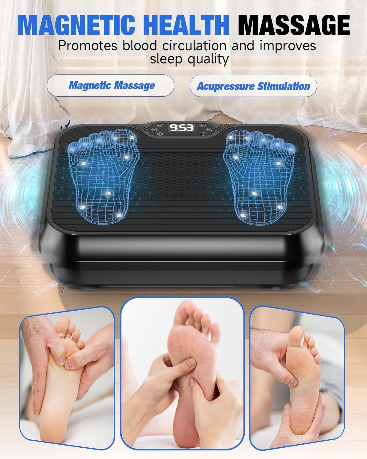 High Speed Vibration Plate Weight Loss Platform Remote Bands 450lb