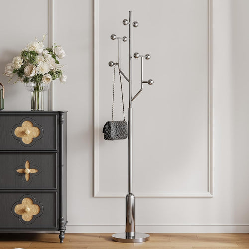 Luxury Stainless Steel Coat Rack 180cm Marble Base Modern Freestanding Stand
