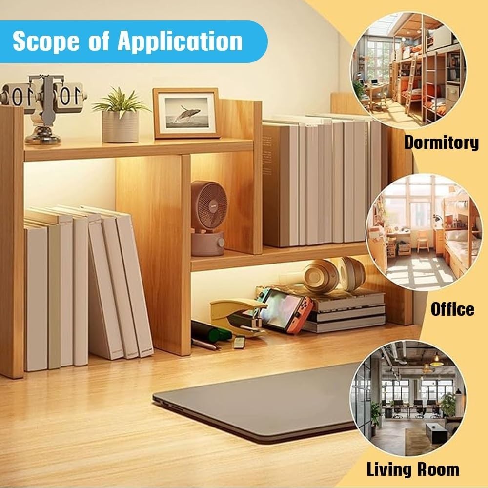 Adjustable Dorm Desk Hutch Organizer | Yellow Double-H Desktop Shelf 70cm