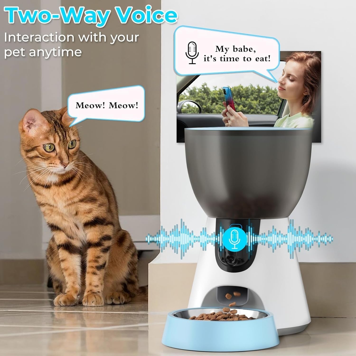 Smart Pet Feeder with HD Camera WiFi App Control 4L Auto Food Dispenser
