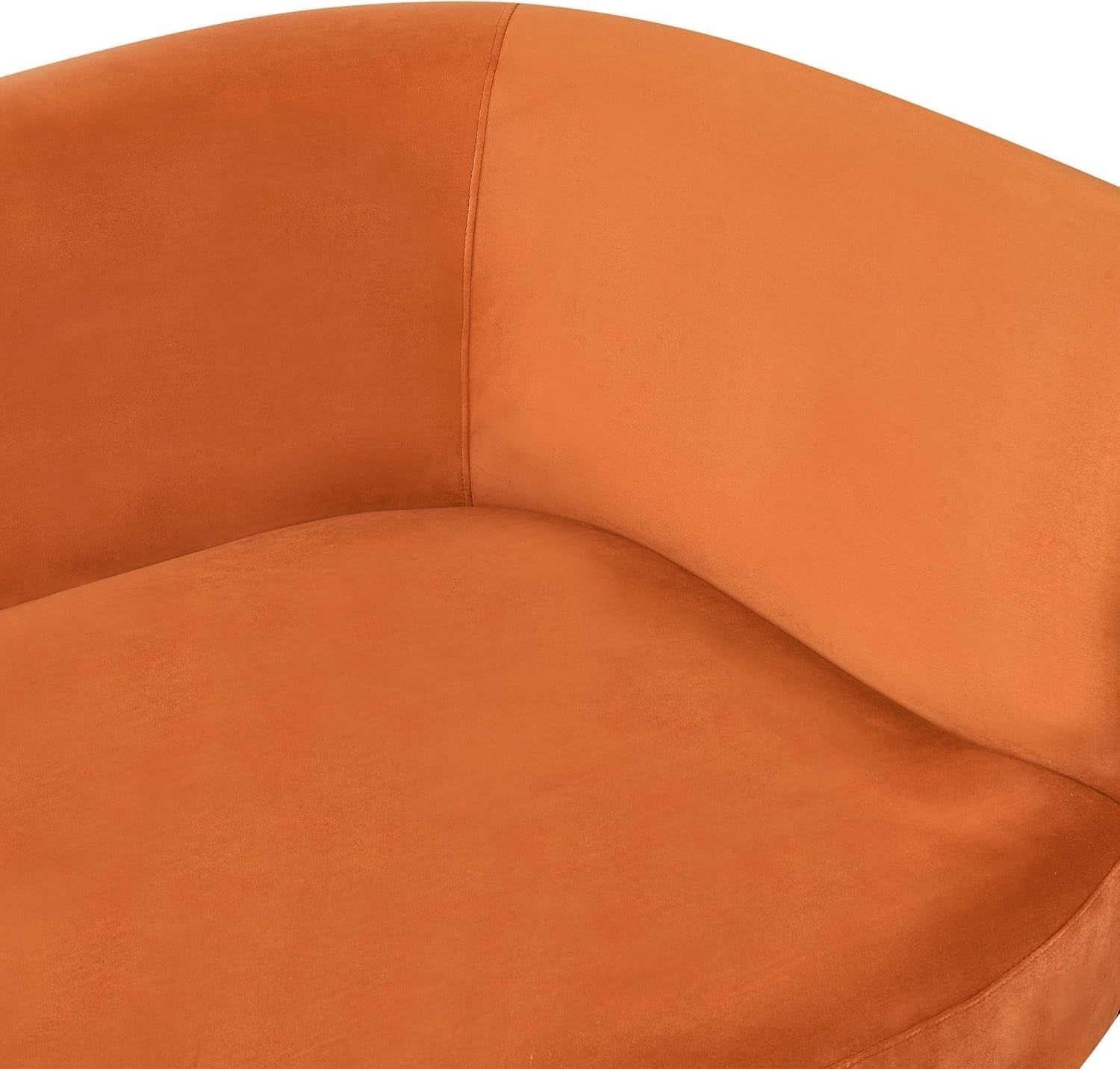 Right Hand Velvet Chaise Lounge Orange with Dark Wood Legs & Throw Pillows