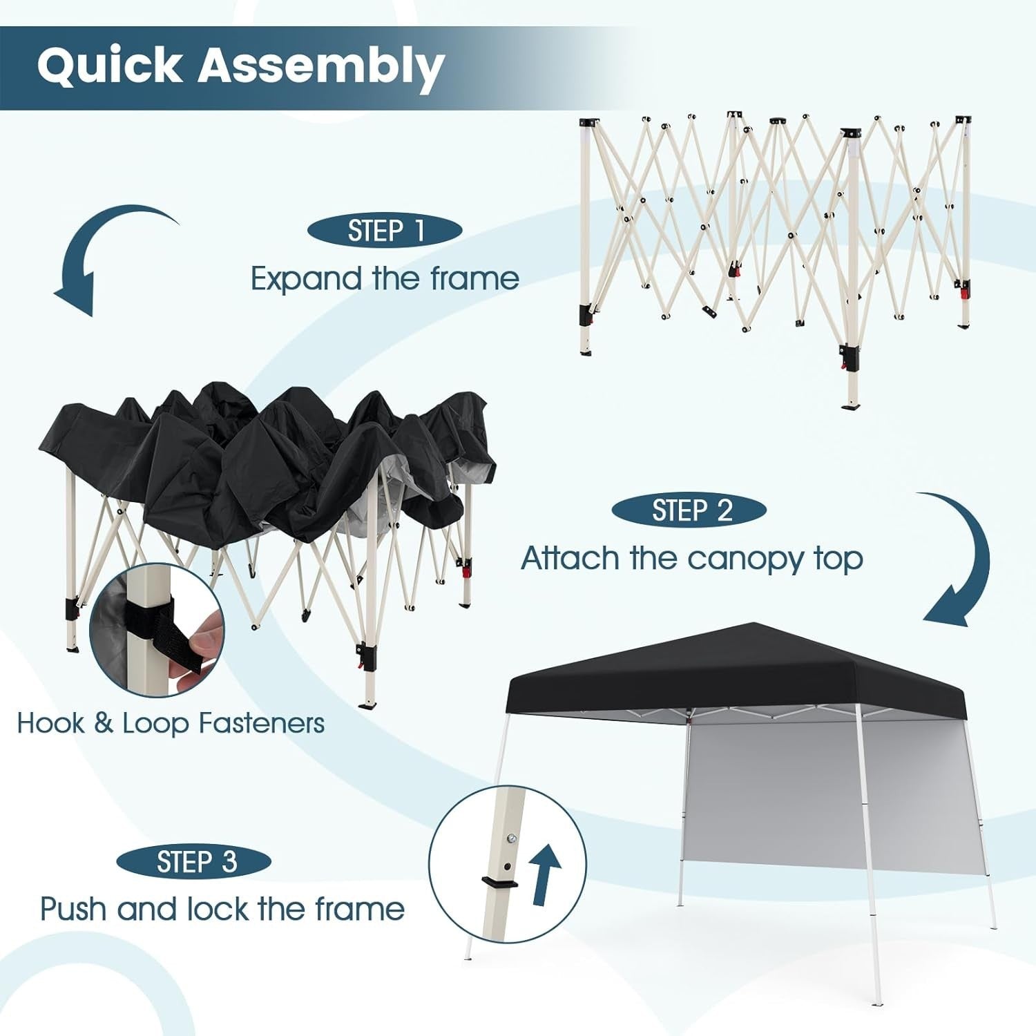 3x3M Black Pop-Up Gazebo Canopy UPF50+ Sunshade Outdoor Party Tent