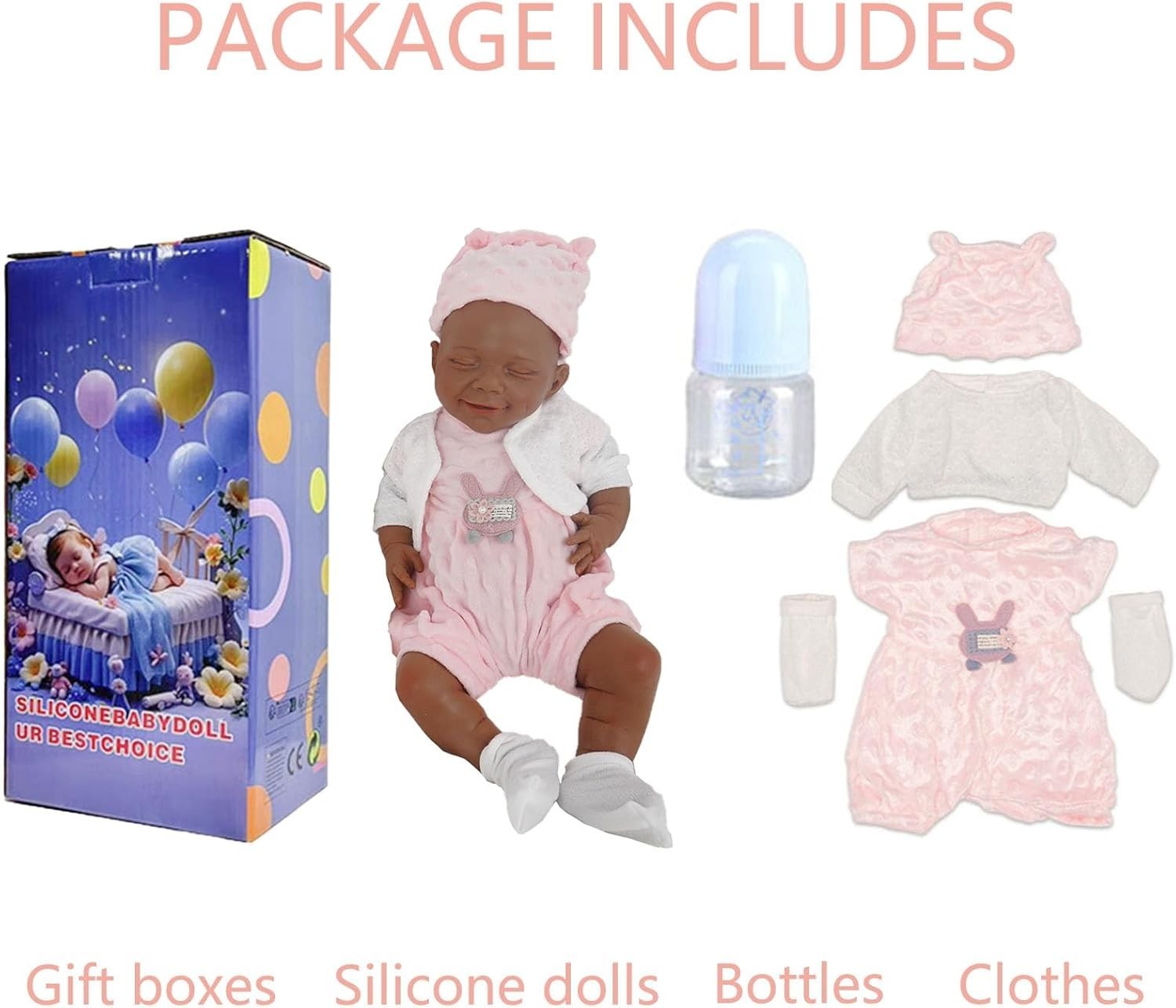 18” Silicone Newborn Baby Doll Full Body Realistic Veins Poseable