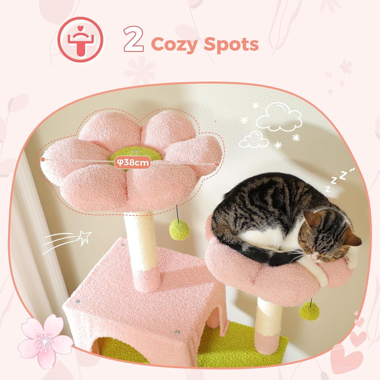 Large Cat Tree 184cm Extra Tall Multi Level Tower With Condos & Perches Pink
