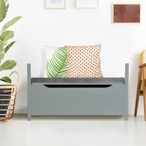 Shoe Bench with Cushion Seat Storage Shelf & Side Handle Modern Hallway Unit