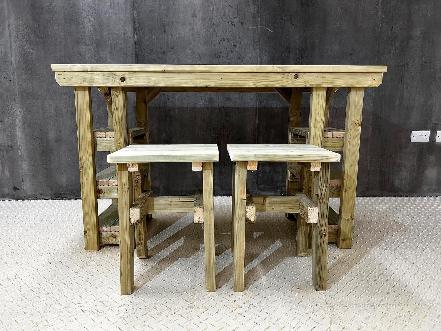 150cm Wooden Garden Potting Table with 2 Chairs – Multi-Purpose Outdoor Bench