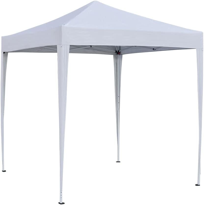 2x2m White Pop-Up Gazebo Marquee Tent with 4 Polyester Sidewalls Garden Party