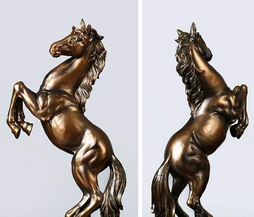 Bronze Rearing Horse Statue 31cm Resin Art Decor Elegant Home Office Sculpture