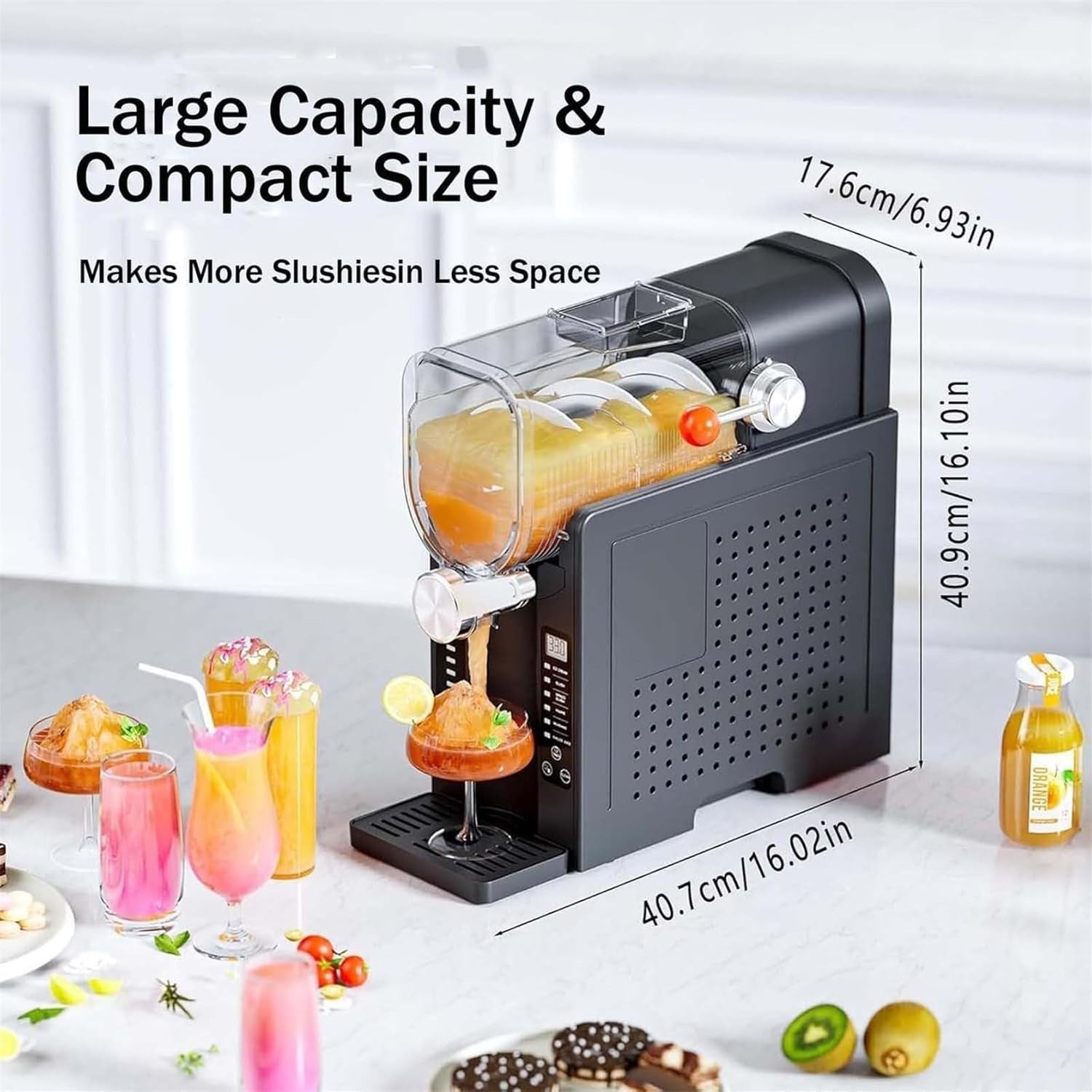 Slush Machine No Ice Needed 1.5L Frozen Drink Maker Auto Clean Display