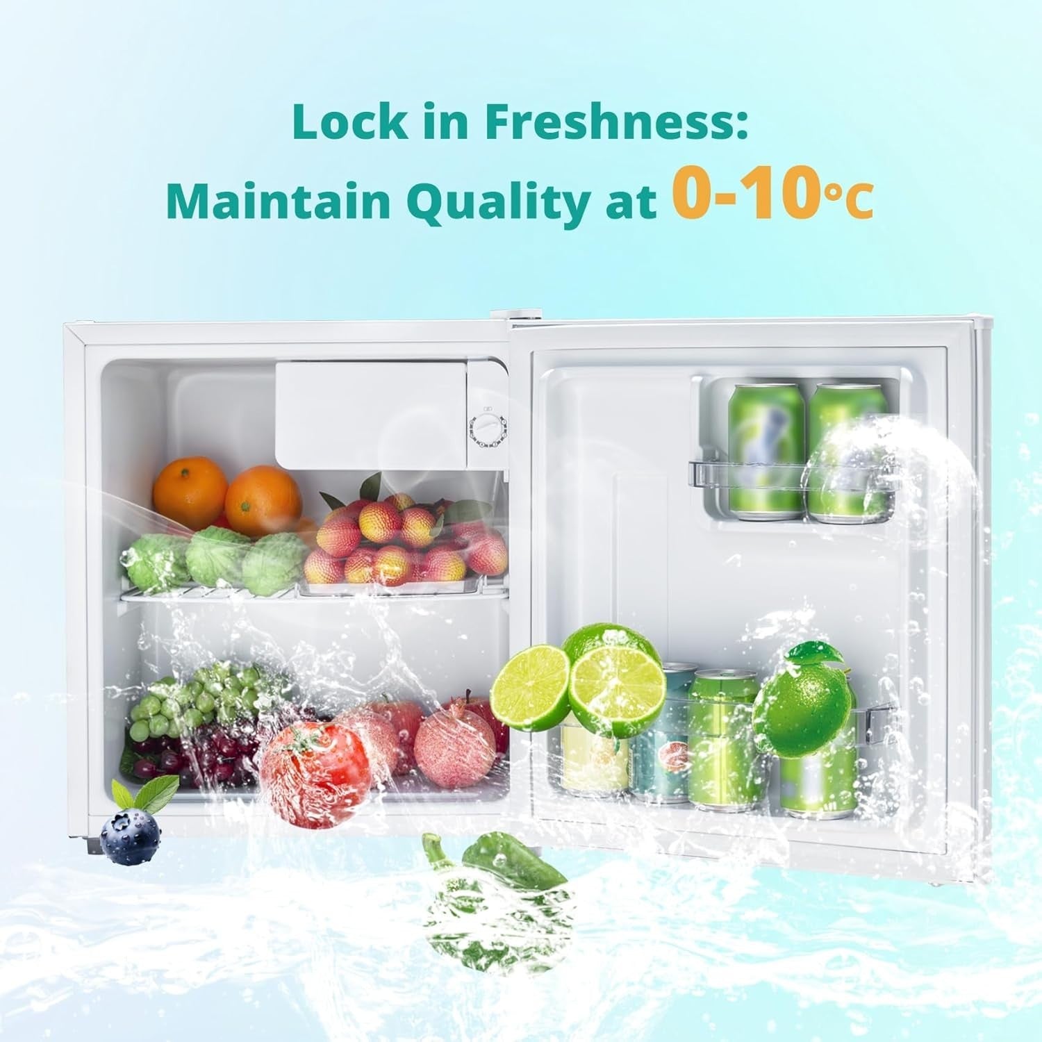 48L Mini Fridge Countertop Compact Cooler Freezer White Energy E
