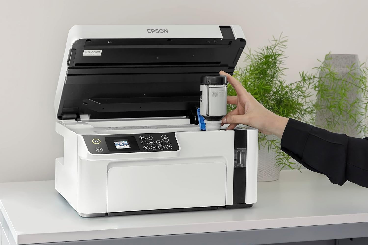 Black Mono Ink Tank Printer Wi-Fi A4 All-in-One Fast Duplex Print 70cps