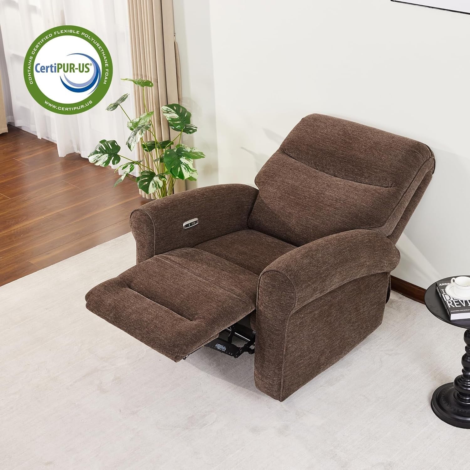 Wall Hugger Recliner Chair Small Space RV Compact Electric USB Fabric Medium