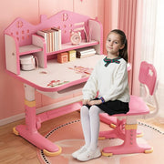 Adjustable Kids Desk & Chair Set with Drawer, Large Writing Surface Pink