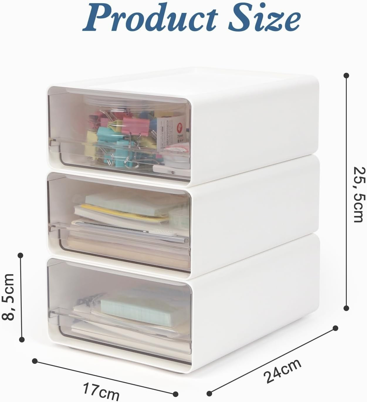3-Tier Acrylic Desk Organiser – Stackable Drawer Storage Box