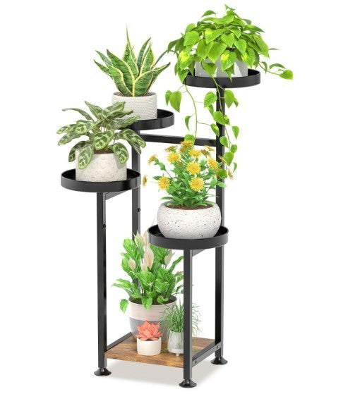 5 Tier Metal & Wood Spiral Plant Stand Indoor Tall Flower Pot Display Rack