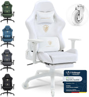 Ergonomic Gaming Chair with Footrest Microfibre Velour White