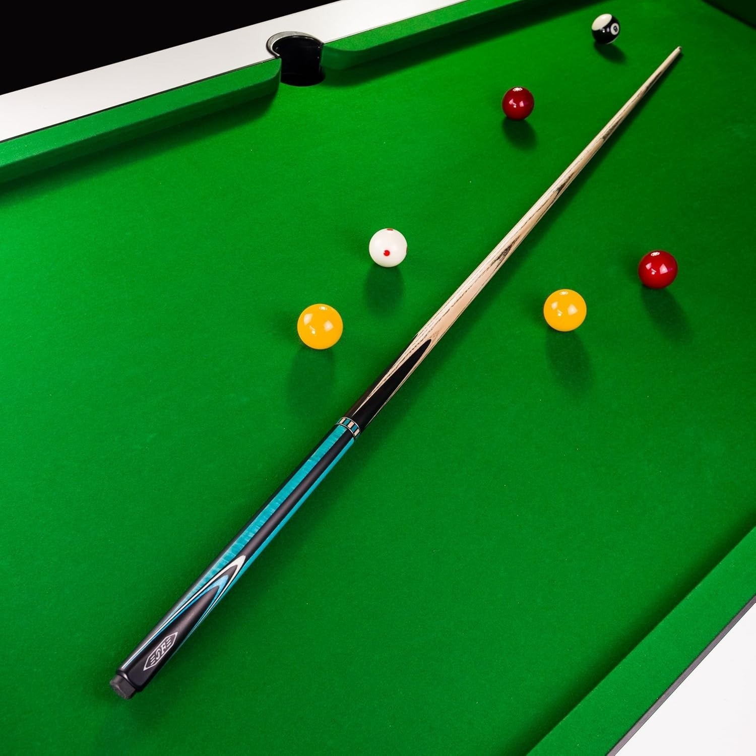 57in One Piece Ash Snooker Pool Cue 9.5mm Tip Ebony Butt 18oz