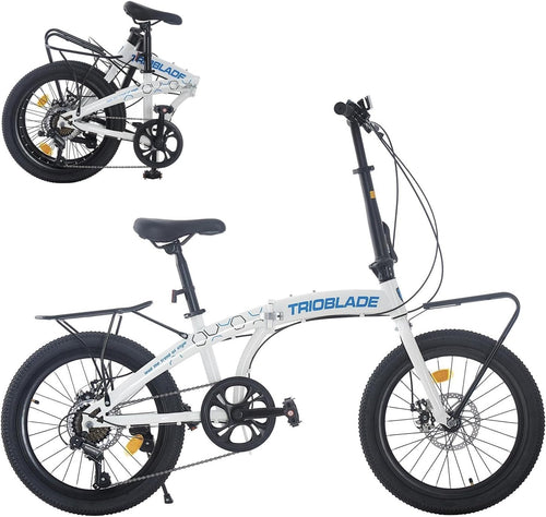 20 Inch Folding Bike 7-Speed Lightweight Aluminum Frame with Rear Carrier