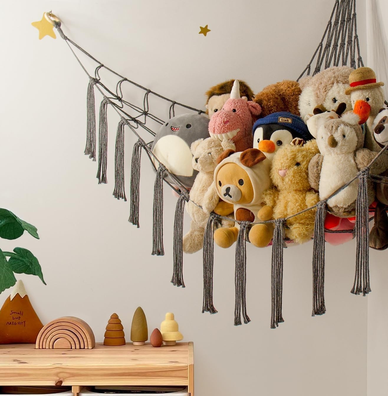 Toy Hammock for Stuffed Animals – Cotton Storage Net for Kids Room Decor