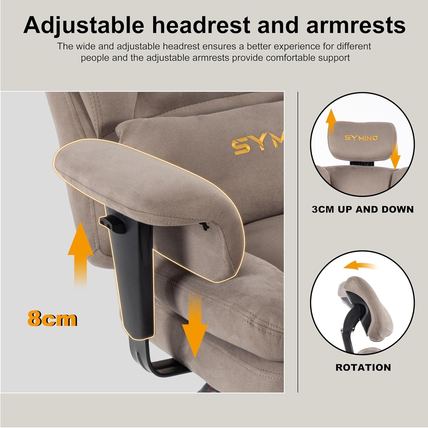 Ergonomic Gaming Chair with Footrest Pocket Spring Twill Fabric