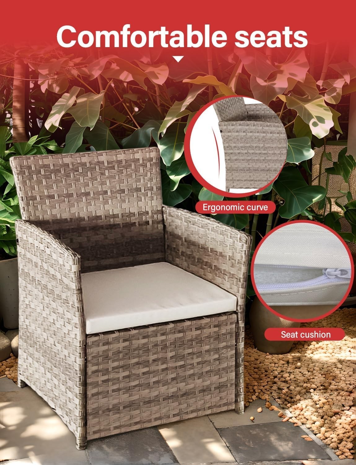 4 Seater Rattan Garden Furniture Set Outdoor Patio Sofa Set with Table