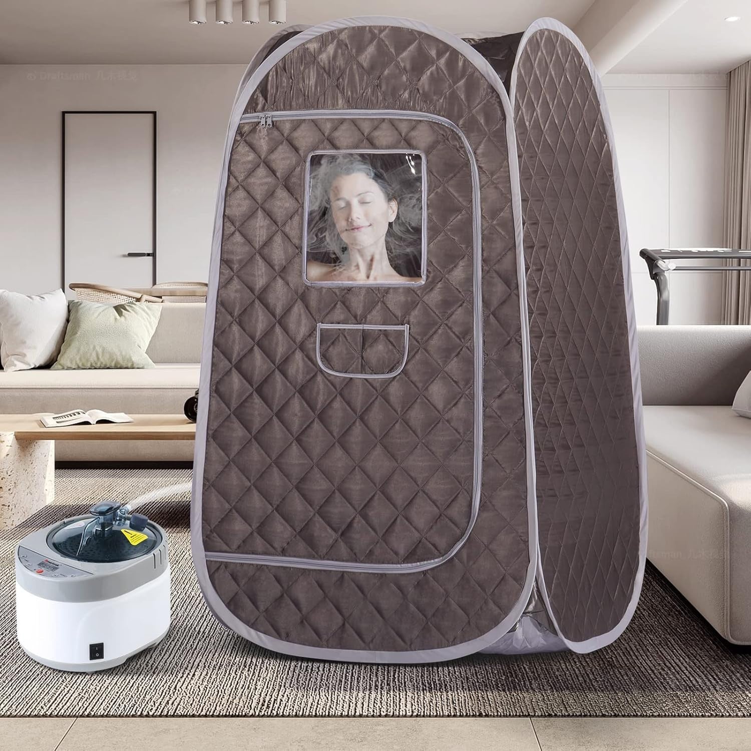Full Size Portable Steam Sauna Home Spa Set 4L 1600W Fast Heat Detox Tent Chair