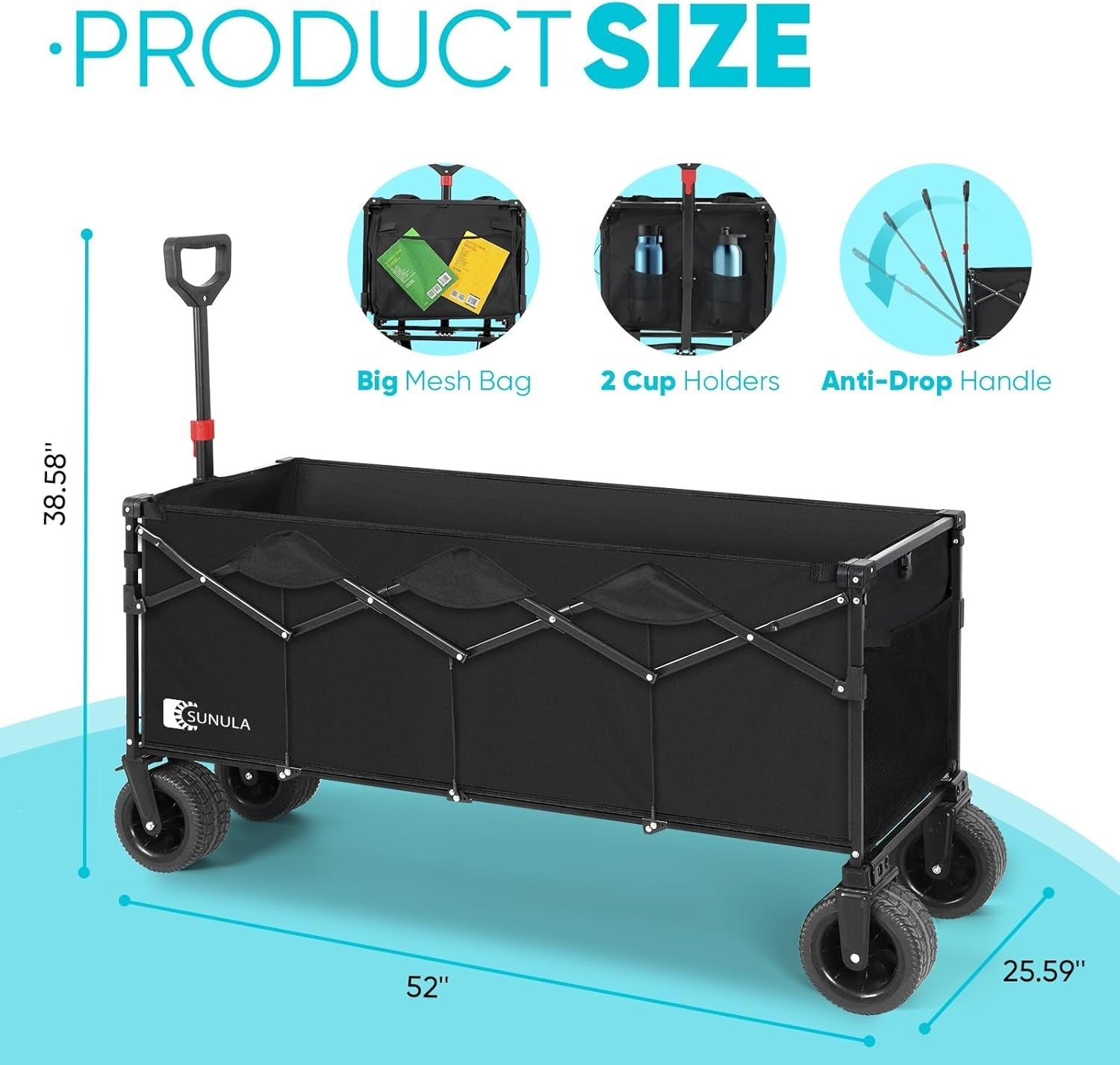 Heavy Duty Folding Festival Trolley 400L 440lbs All-Terrain Beach Wagon