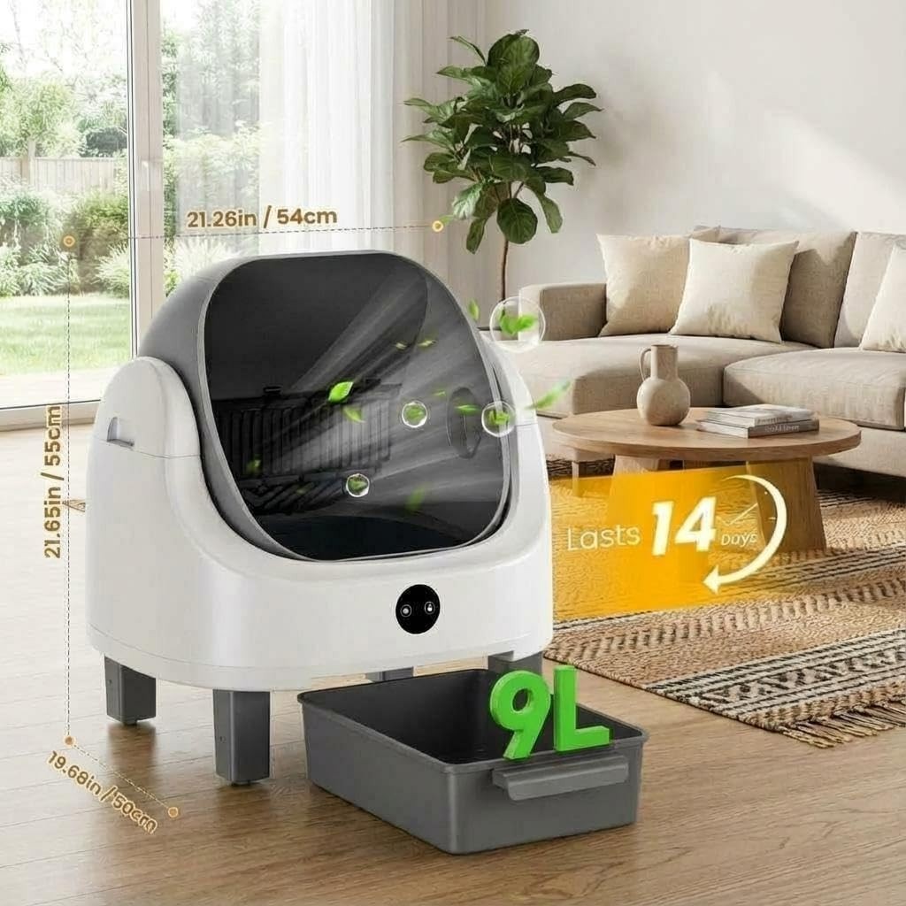 Self Cleaning Cat Litter Box APP Control Open Top 9L Multi Cat XL