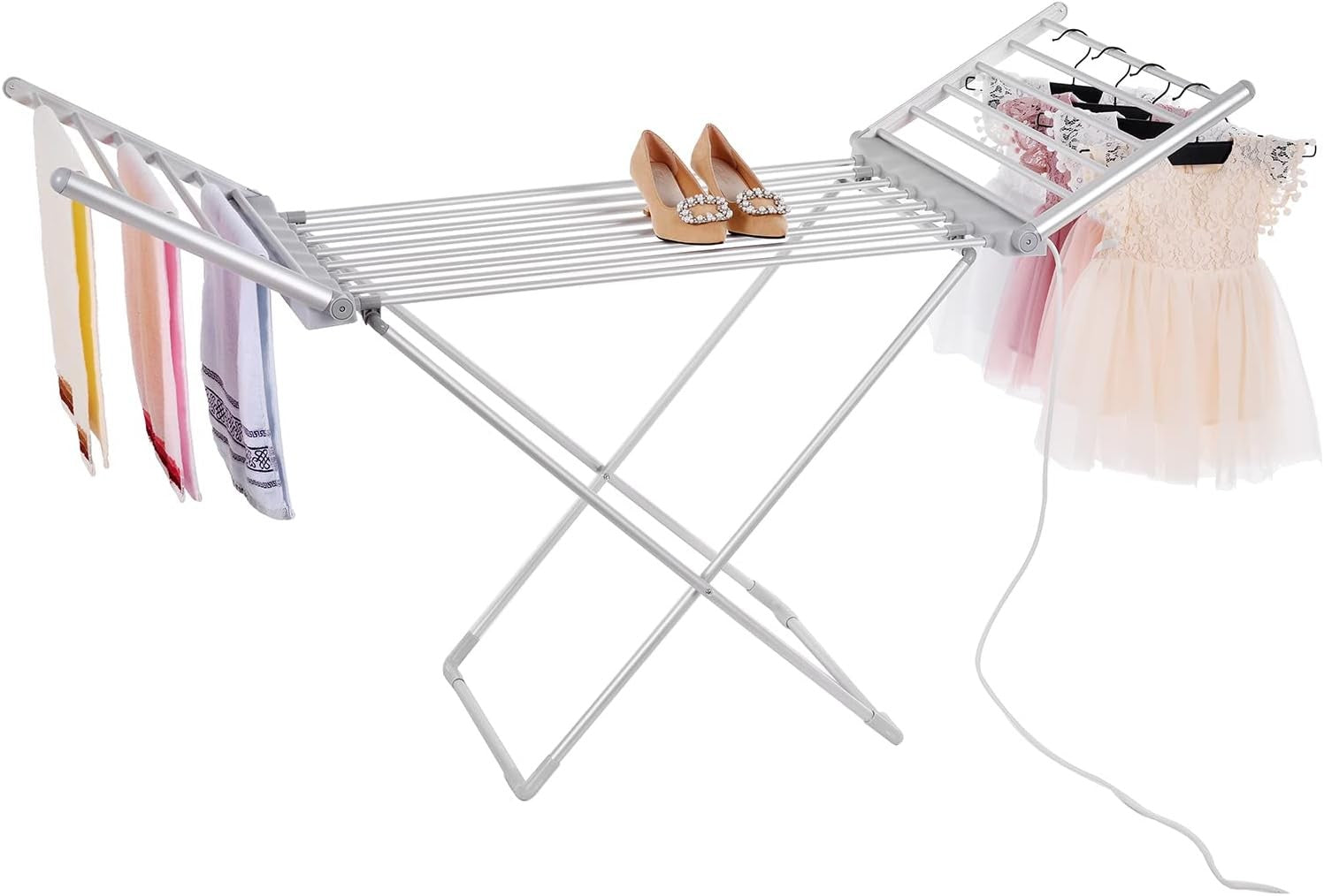 Electric Heated Clothes Airer Folding Drying Rack 18 Heated Bars Indoor