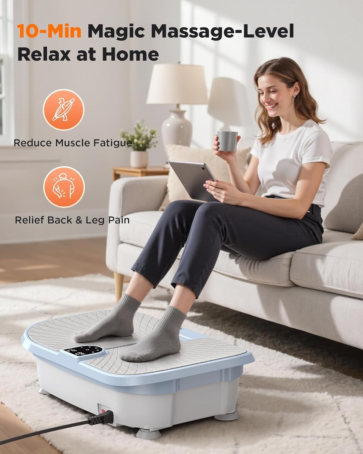 Blue Vibration Plate Exercise Machine 99 Speeds Lymphatic Drainage Home