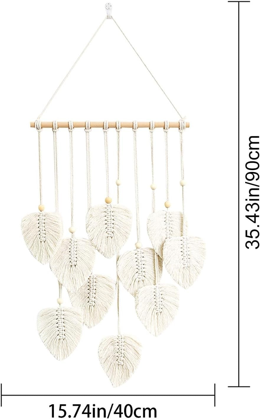 Boho Macrame Leaf Wall Hanging 40x80cm Cotton Tapestry