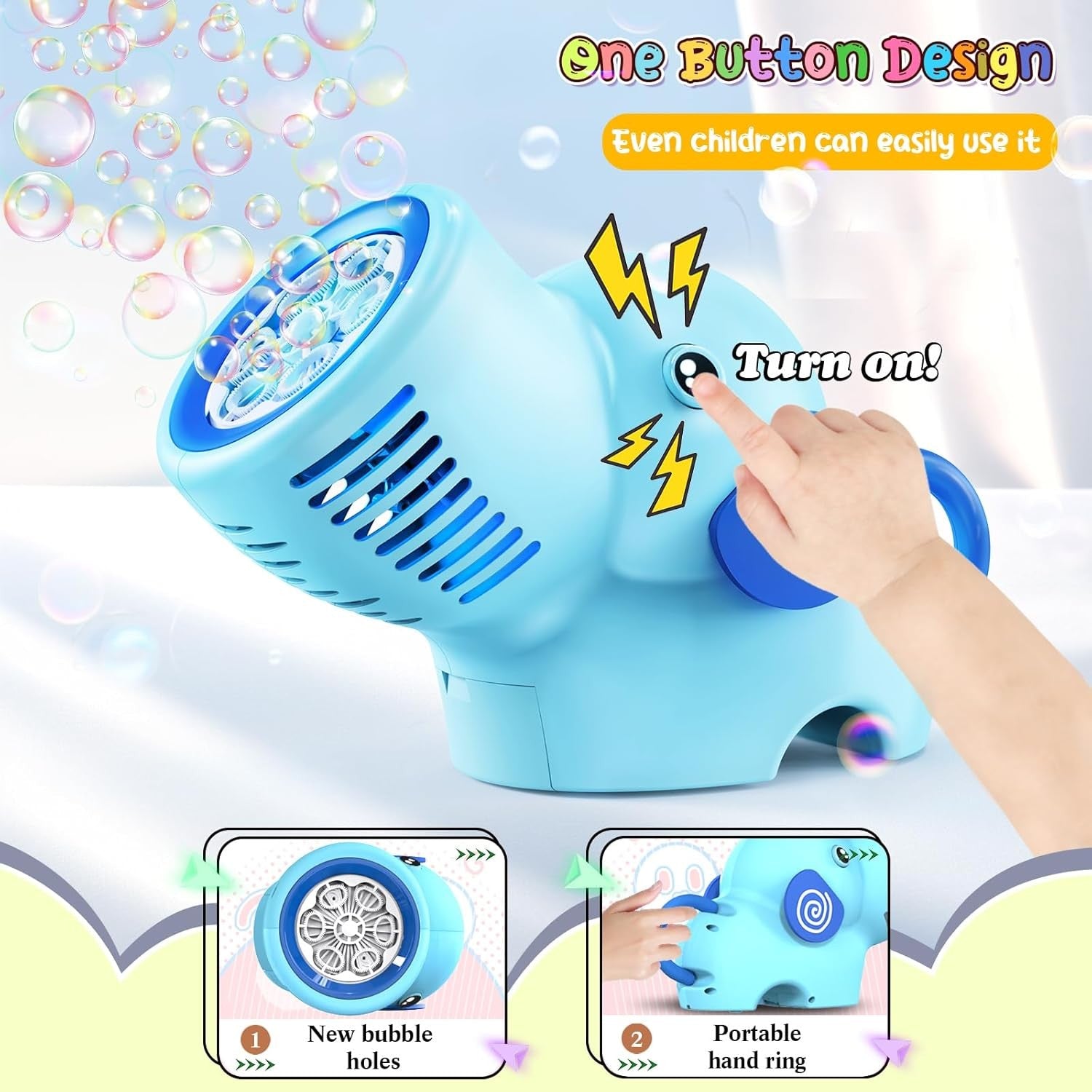Bubble Gun LED Lights 10000 Bubbles Blue Toy