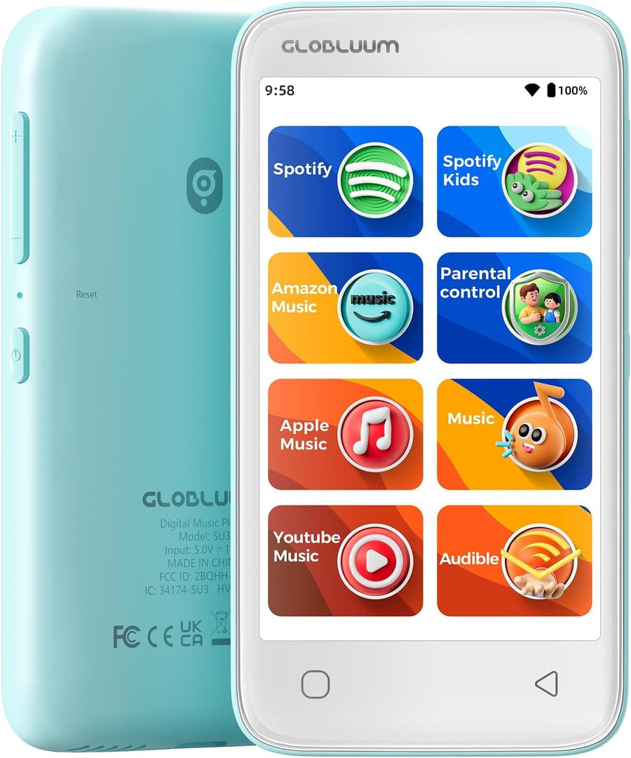 Kids MP3 Player 16GB Bluetooth WiFi Parental Controls Touch