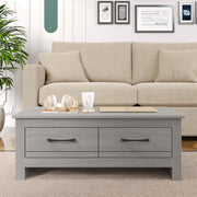Dark Grey Coffee Table with 2 Drawers & Shelf 93x53x36cm Storage Unit