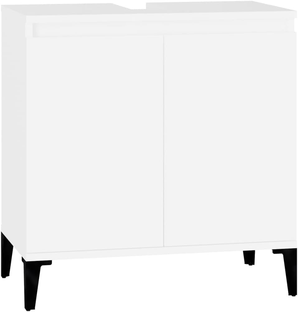 White Bathroom Sink Cabinet | Compact Under Sink Storage 58x33x60cm