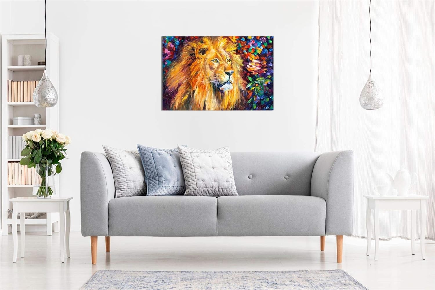Colourful Lion Canvas Wall Art Abstract Animal Portrait Modern Home Decor