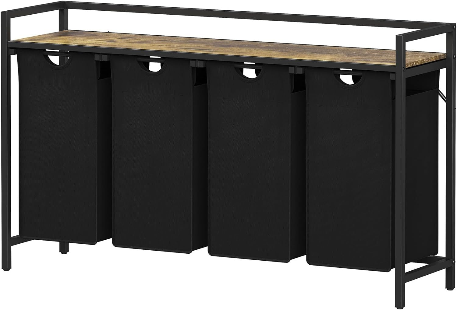 168L 4-Section Laundry Hamper with Shelf | Pull-Out Bags & Handles | Clothes Sor