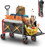 Black 200L Folding Camping Wagon Heavy Duty Festival Beach Garden Trolley 350lbs