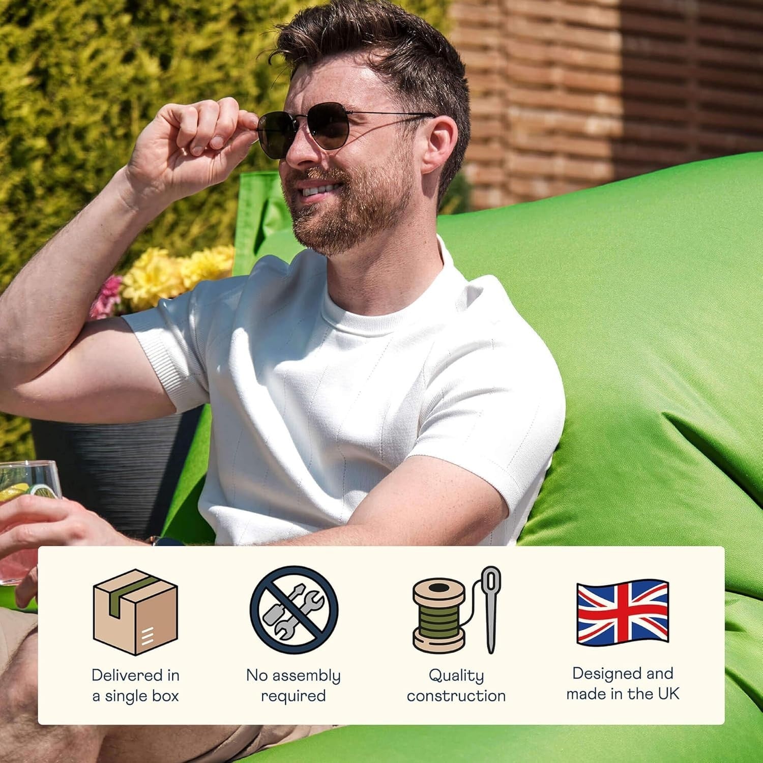 XXL Lime Green Outdoor Bean Bag Lounger Chair Waterproof Floor Seat 180x140
