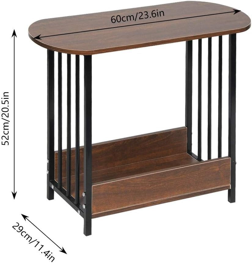 Slim C-Shaped Sofa Side Table – Narrow Black End Table for Small Spaces