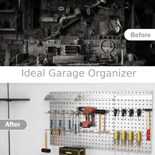 Wall-Mounted Pegboard Tool Organizer Kit 3 Boards 28 Accessories Silver