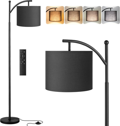 Black Arc Floor Lamp Dimmable LED Remote Control Modern Standing Light