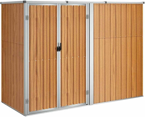 7.4x2.9FT Metal Garden Tool Shed Outdoor Storage House with Roof & Double Doors