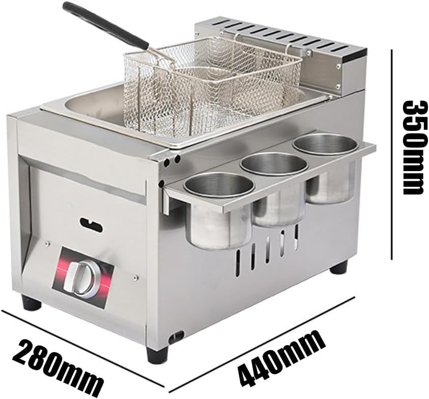 8L Commercial Gas Deep Fat Fryer Single Tank Stainless Flame Control