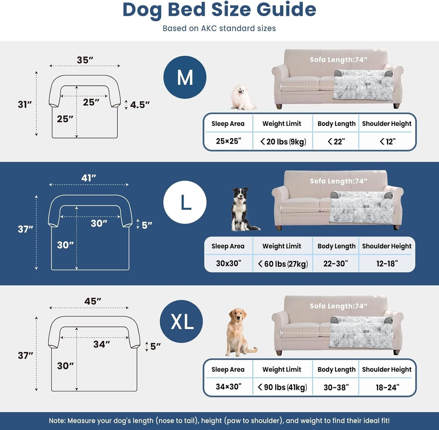 Large Orthopedic Dog Sofa Bed 104x94x12.5cm Faux Fur