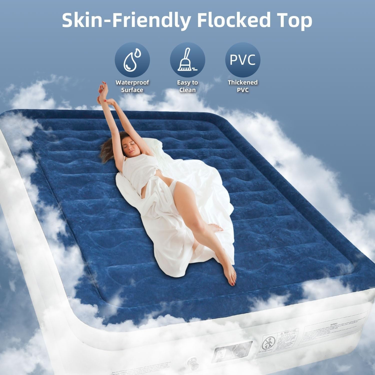 King Air Mattress Double Bed Built-In Pump Quick Inflate 203x152x46cm