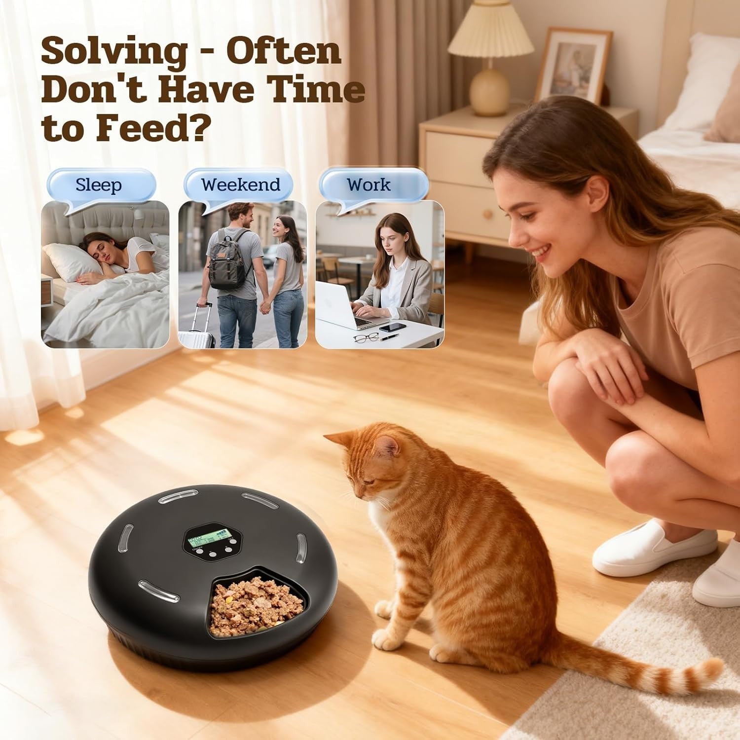 Automatic Wet Food Cat Feeder Refrigerated 6 Meal Timer Pet Dispenser