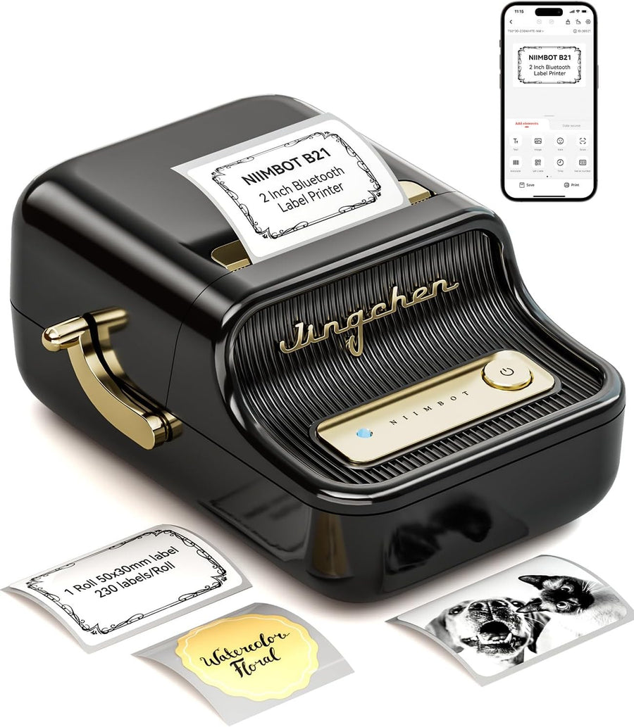 Bluetooth Thermal Label Printer 20-50mm Mini Sticker Maker Black