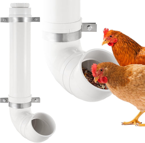 Automatic PVC Chicken Feeder No Waste Wall Mount Rat Proof