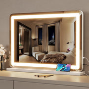 LED Vanity Mirror 80x55cm | Wall/Tabletop, 3-Color Light, 5X Magnifier, Touch